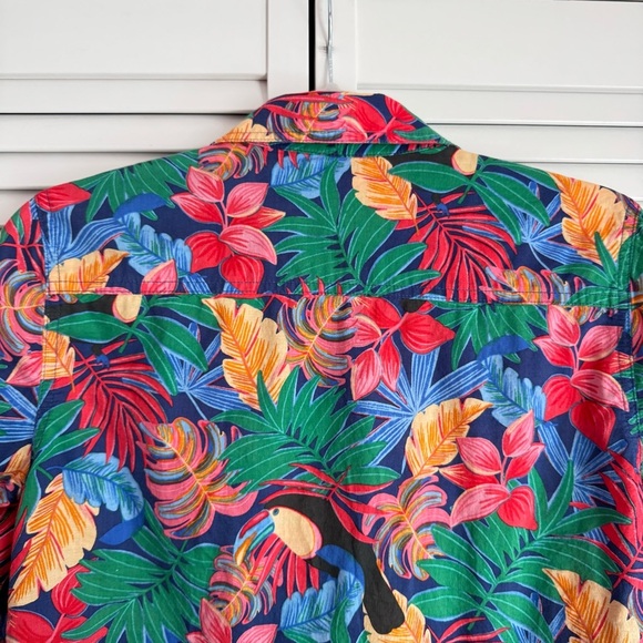 J McLaughlin Lois Blouse Shirt Mega Palm Pop Navy/Multicolor Tropical Small - Picture 5 of 7